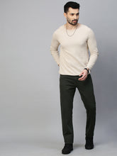 Genips Men's Dark Green Cotton Stretch Rico Slim Fit Solid 5 Pocket Trouser